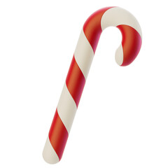 Candy cane stylized 3D rendering on a transparent background