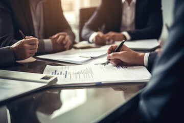 Business adviser analyzing financial figures denoting the progress in the work of the company