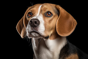 A Beagles Dog isolated on black plain background