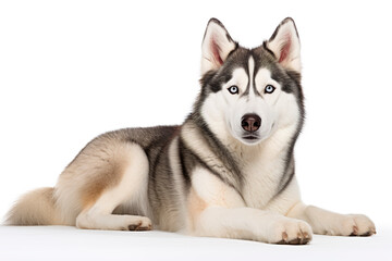 Naklejka na ściany i meble A Siberian Huskies Dog isolated on white plain background
