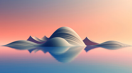 Fototapeta na wymiar Abstract Futuristic Mountains Reflected in a Lake extreme closeup. Generative AI