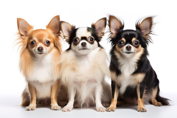 Chihuahuas Dogs isolated on white plain background