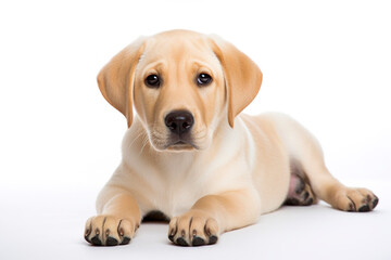 A little cute Labrador Retriever Dog isolated on white plain background