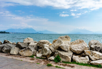 rocks in the lake garda sea