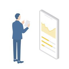 スマホでグラフを確認するビジネスマン