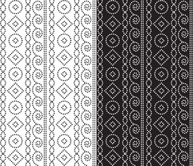 circle and rectangle design in fabric, black and white seamless background