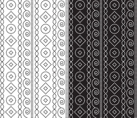 circle and rectangle design in fabric, black and white seamless background