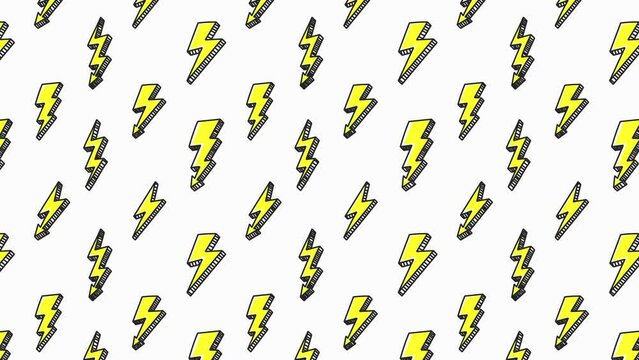 thunder bolt lightning bold doodle background animation loop