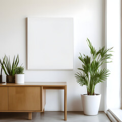 Mockup photo room with green plant