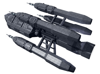 Huge Spaceship Isolated on White © weirdmedia