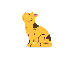 illustration of a funny, cute, and adorable cat sitting and looking up. adult orange cat. cat pose. pets or animals. flat, minimalist, and outline style illustration design. vector elements. white