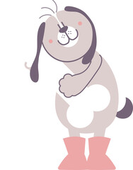 happy valentine's day with dog hugging bone, love concept, flat png transparent element character design