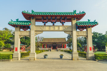 March 2, 2019: The Koxinga Shrine, aka Yanping Junwang Temple, located in Kinmen county, Taiwan.  It is built in memory of the work and achievement of Cheng Cheng Kung, the pioneer of Taiwan.