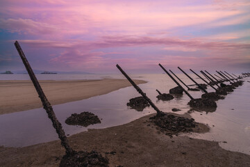Anti landing spikes on the beach of kinmen county in taiwan