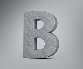 3d Concrete Capital Letter B Alphabet B Made Of Grey Concrete Stone Grey Background 3d Illustration