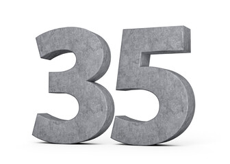 3d Concrete Number thirty five 35 Digit Made Of Grey Concrete Stone On White Background 3d Illustration
