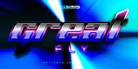 Retro shiny Y2K editable text effect great fly