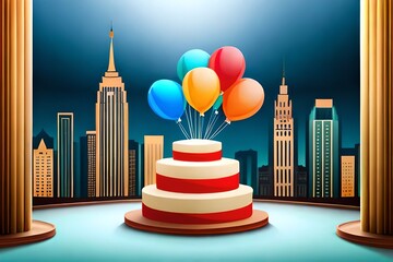 cake with candles generated by  AI technology