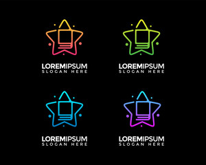 Set of star book logo design. Collection of Education logo vector template