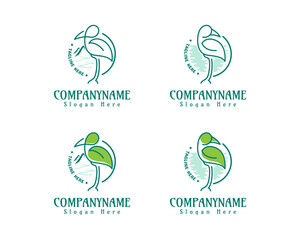 Set of flamingo bird logo design. Collection of animal logo vector template
