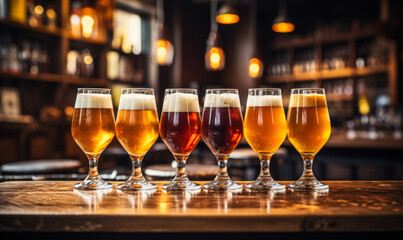 Exploring Beer Flavors: Closeup of Draught Beer Glasses