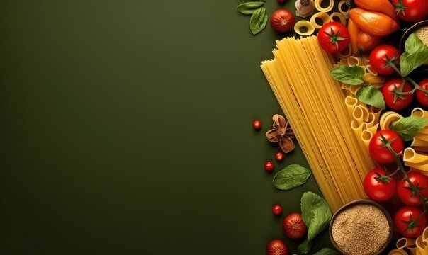 menu with italian pasta , free space for text . Generative AI