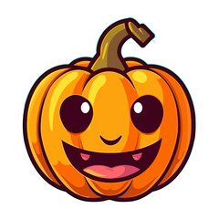 pumpkin on white background. Orange pumpkin with smile for your design for the holiday Halloween. Vector illustration