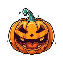 pumpkin on white background. Orange pumpkin with smile for your design for the holiday Halloween. Vector illustration