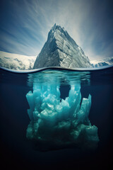 Iceberg in clear blue water