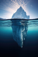 Iceberg in clear blue water