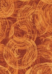 Obraz premium Abstract yellow color round brush stroke on red paper illustration background for decoration on summer, autumn , retro stylre and hot temperatures concept.