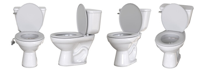 Set with toilet bowls on transparency background. Toilet bowl isolated