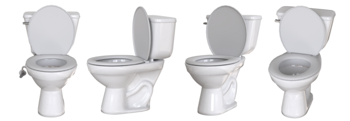 Set with toilet bowls on transparency background. Toilet bowl isolated