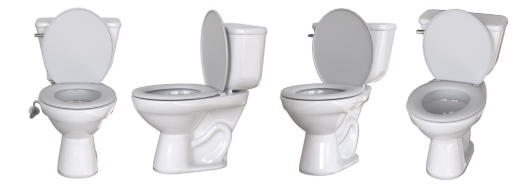 Set with toilet bowls on transparency background. Toilet bowl isolated