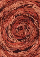 Red color swirl brush stroke on dark red paper illustration for decoration on retro style, primitive art, crafted and hot temperatures concept.