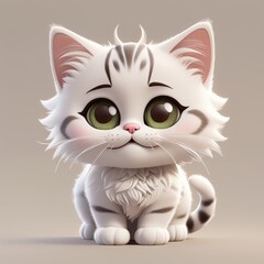 Happy kitten  character 3D rendering illustration