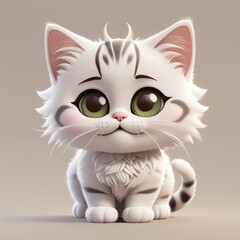 Fototapeta premium Happy kitten character 3D rendering illustration