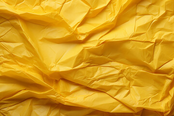 Generative AI Image of Wrinkled Crumpled Yellow Paper Texture Background with Blank Space