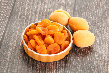 Dried apricot heap in the bowl