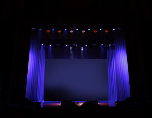 scene, stage light with colored spotlights and smoke