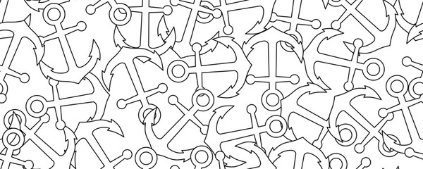 outline abstract anchor seamless pattern