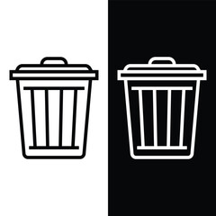 black and white garbage bin icon, vector, template, logo, trendy, collection, flat, design 
