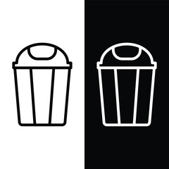 black and white garbage bin icon, vector, template, logo, trendy, collection, flat, design 
