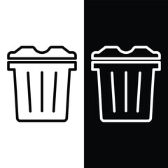 black and white garbage bin icon, vector, template, logo, trendy, collection, flat, design 
