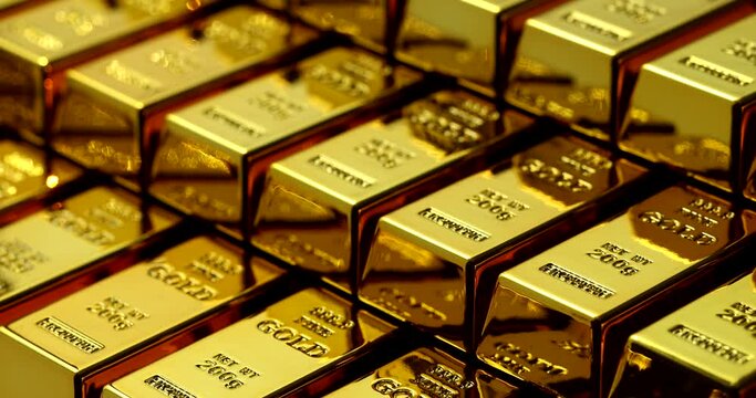 Stack of gold bars and financial concept. Investment in gold