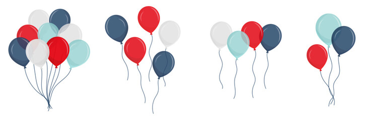 Ballons - Éléments vectoriels aux couleurs de la France - Fêtes et les célébrations diverses - Différentes compositions festives pour un anniversaire ou un événement