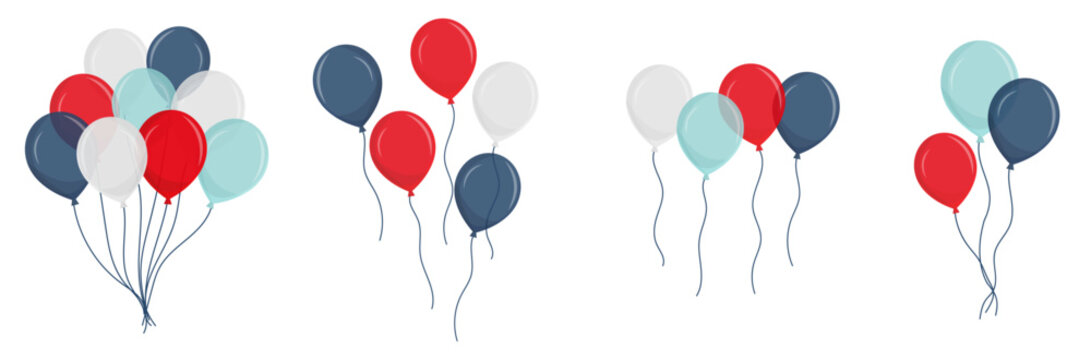 Ballons - &Eacute;l&eacute;ments vectoriels aux couleurs de la France - F&ecirc;tes et les c&eacute;l&eacute;brations diverses - Diff&eacute;rentes compositions festives pour un anniversaire ou un &eacute;v&eacute;nement