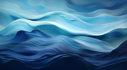 Fototapeta premium Artistic blue waves and water on a dark background,, colorful abstract landscapes 