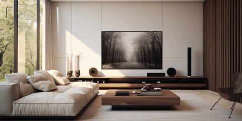 Minimalist interior design of modern living room.
