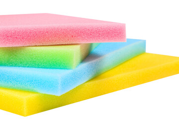 Multi-colored sponge for cleaning on white background
